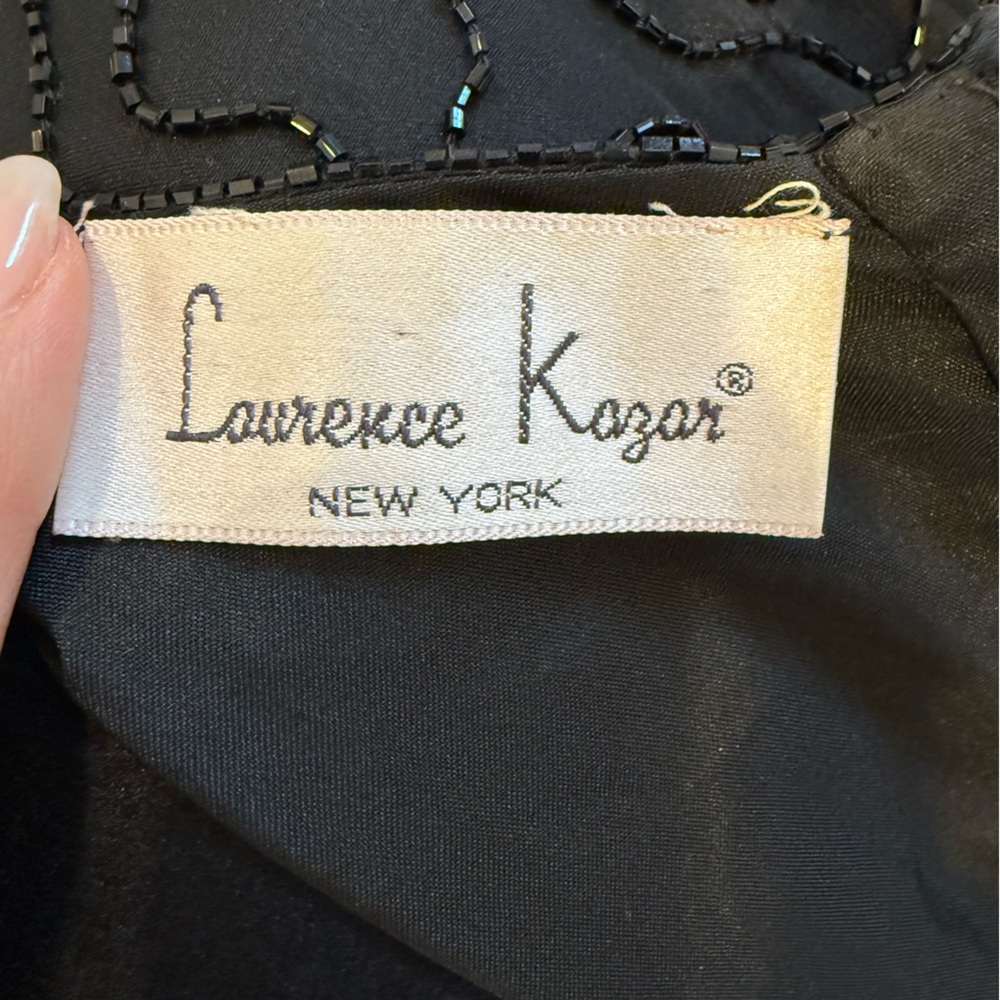 Stunning Vintage 90s Lawrence Kazar New York Hand Beaded Silk Evening Gown - Picture 3 of 17